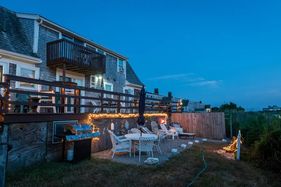 Deck and house at blue hour