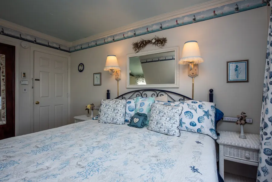 Bright white guest room